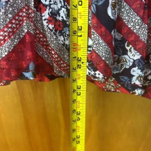 Vtg Collections Etc-Sz XXL-Pleated Skirt-Patchwork‎ Pattern-Elastic Waist-Boho - Picture 6 of 8